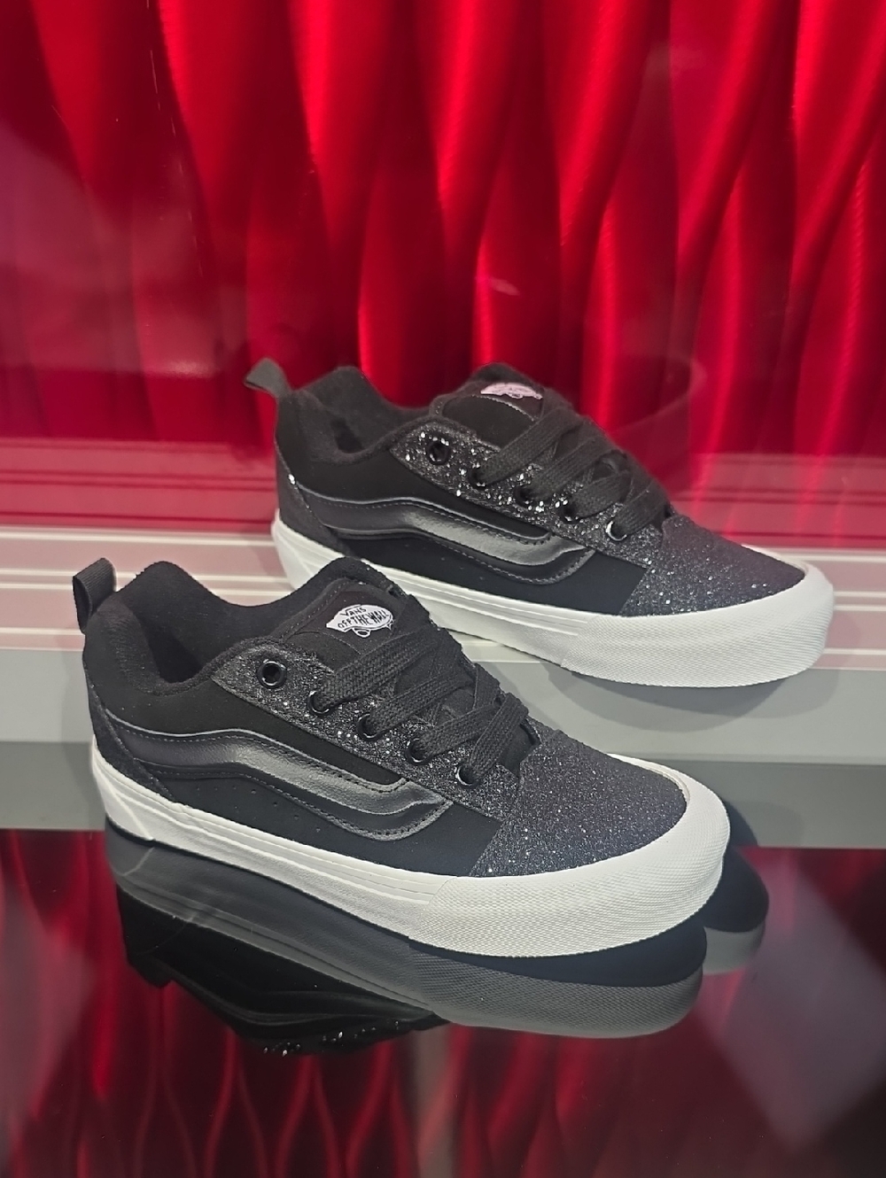 Vans Knu Skool Dazzled Black Glitter Kids Shoes Size 4.0 Junior New With Box